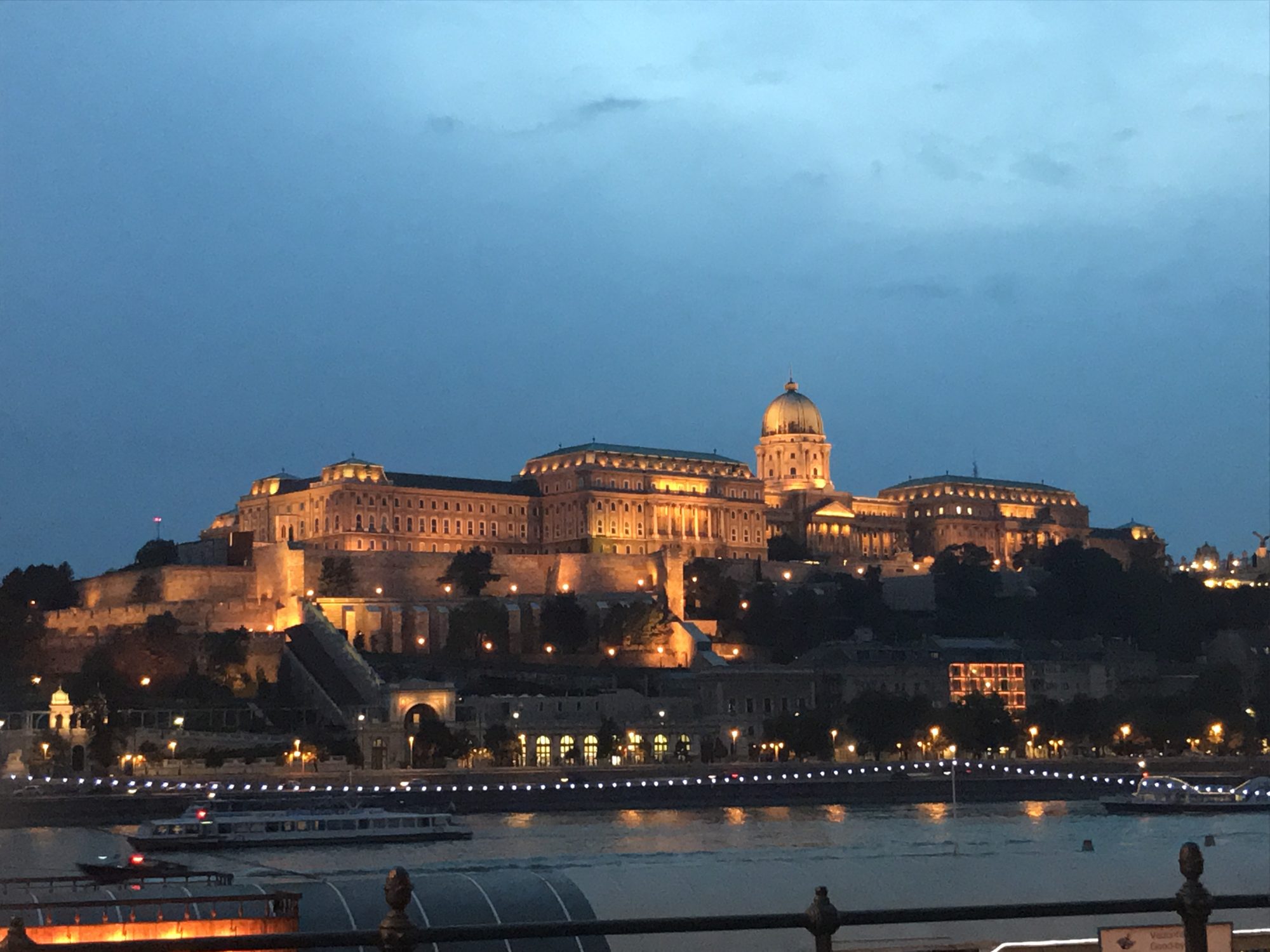 View of the Buda castle in the sunset