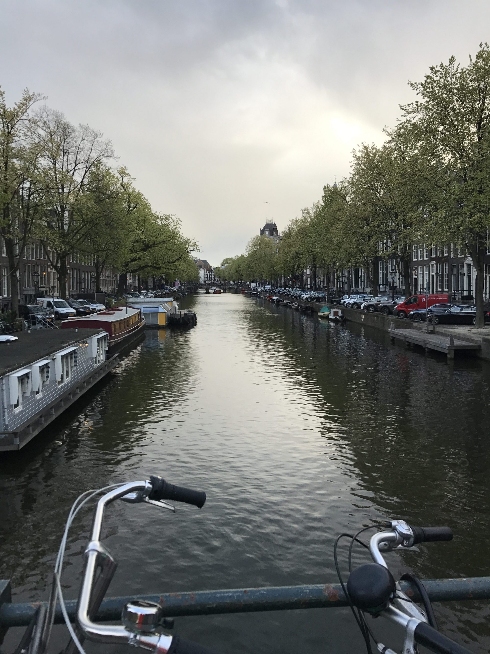 the view from a bridge at Prinsengracht canal 