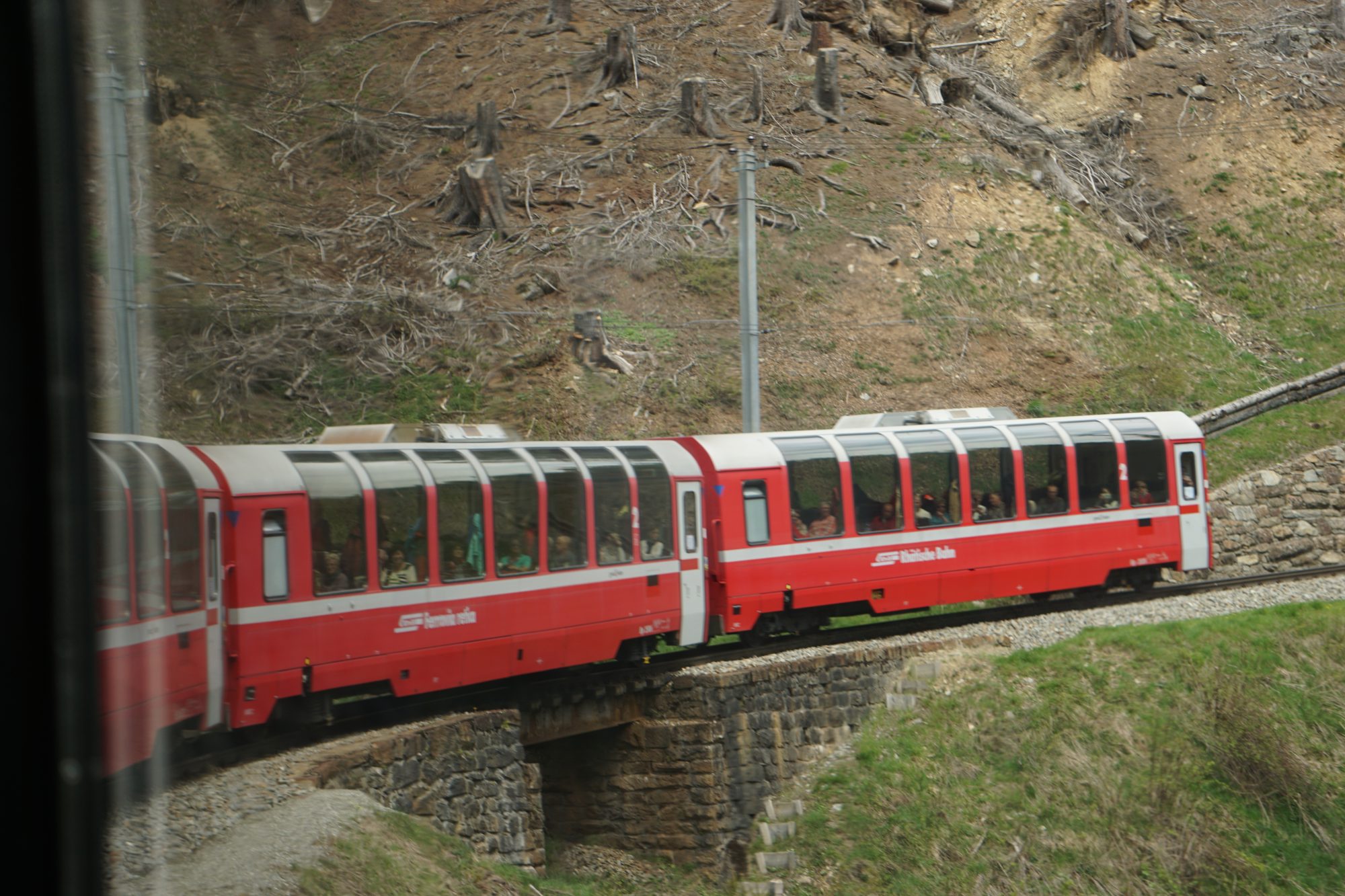 a train on the Bernina Express scenic route