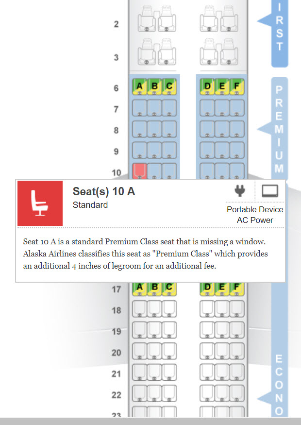 a chart of plane seating on seat gurus website