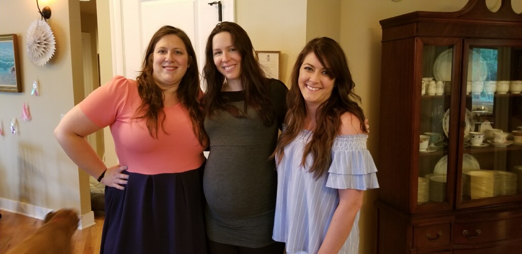 my friends and i at baby shower 34 weeks pregnant